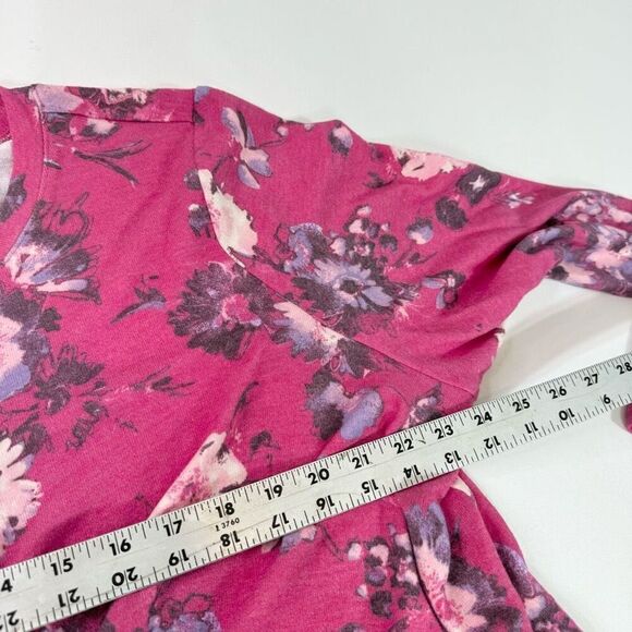 DG2 Top Womens 2X Pink Floral Long-Sleeve Crew-Neck Blouse Cottage Core New - Picture 3 of 10